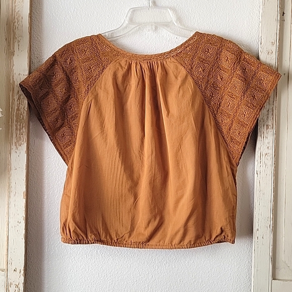 Free People women's short sleeve boho crop top size medium - Picture 7 of 11
